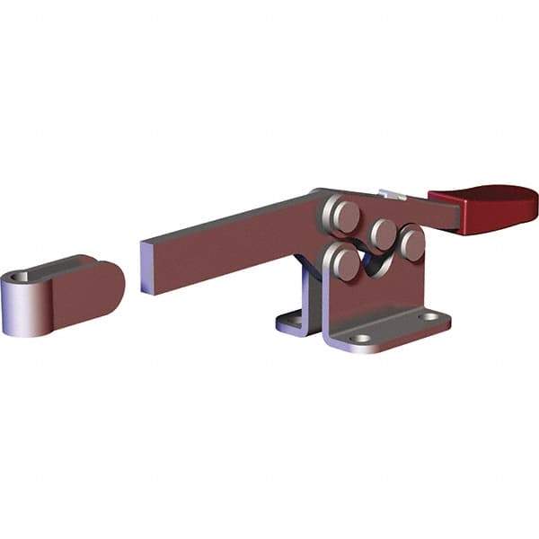 De-Sta-Co - 200 Lb Holding Capacity, Horizontal Handle, Manual Hold Down Toggle Clamp - 78° Handle Movement, 87° Bar Opening, Solid Bar, Flanged Base, Electro-Plated Zinc, Carbon Steel - Top Tool & Supply