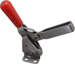 De-Sta-Co - 450 Lb Holding Capacity, Vertical Handle, Manual Hold Down Toggle Clamp - 57° Handle Movement, 99° Bar Opening, U-Bar, Flanged Base, Electro-Plated Zinc, Stainless Steel - Top Tool & Supply