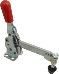 De-Sta-Co - 500 Lb Holding Capacity, Vertical Handle, Manual Hold Down Toggle Clamp - 57° Handle Movement, 99° Bar Opening, Solid Bar, Flanged Base, Electro-Plated Zinc, Carbon Steel - Top Tool & Supply