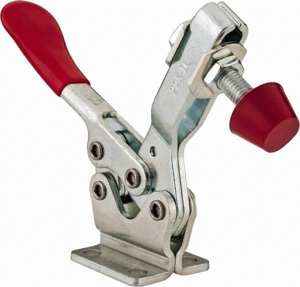 De-Sta-Co - 500 Lb Holding Capacity, Horizontal Handle, Manual Hold Down Toggle Clamp - 70° Handle Movement, 92° Bar Opening, U-Bar, Flanged Base, Electro-Plated Zinc, Carbon Steel - Top Tool & Supply