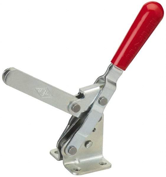 De-Sta-Co - 750 Lb Holding Capacity, Vertical Handle, Manual Hold Down Toggle Clamp - 58° Handle Movement, 103° Bar Opening, Solid Bar, Flanged Base, Electro-Plated Zinc, Carbon Steel - Top Tool & Supply