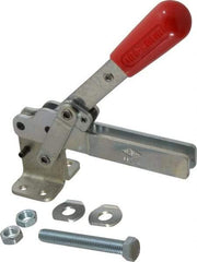 De-Sta-Co - 1,000 Lb Holding Capacity, Vertical Handle, Manual Hold Down Toggle Clamp - 180° Handle Movement, 115° Bar Opening, U-Bar, Flanged Base, Electro-Plated Zinc, Carbon Steel - Top Tool & Supply