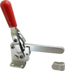 De-Sta-Co - 1,000 Lb Holding Capacity, Vertical Handle, Manual Hold Down Toggle Clamp - 67° Handle Movement, 120° Bar Opening, Solid Bar, Flanged Base, Electro-Plated Zinc, Carbon Steel - Top Tool & Supply