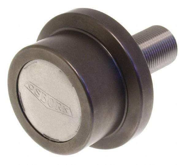 Osborn International - 3" Roller Diam x 2" Width, 1-1/4" Stud Diam x 2-1/2" Length, Flanged Concentric Stud Load Runner - Steel, 1-3/4" Thread Length, 1-1/4-12 Thread, 4-1/2" OAL, 10,500 Lb Dynamic Cap - Top Tool & Supply