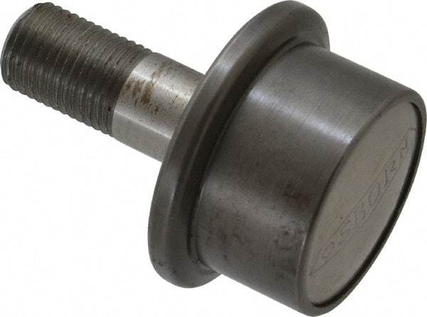 Osborn International - 1-1/4" Roller Diam x 27/32" Width, 1/2" Stud Diam x 1-1/4" Length, Flanged Concentric Stud Load Runner - Steel, 5/8" Thread Length, 1/2-20 Thread, 2-3/32" OAL, 600 Lb Dynamic Cap - Top Tool & Supply