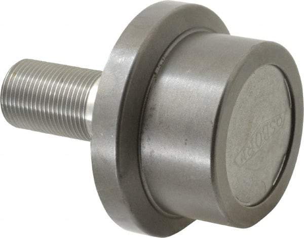 Osborn International - 2-1/2" Roller Diam x 1-11/16" Width, 1" Stud Diam x 2-1/4" Length, Flanged Concentric Stud Load Runner - Steel, 1-1/2" Thread Length, 1-14 Thread, 3-15/16" OAL, 2,270 Lb Dynamic Cap - Top Tool & Supply