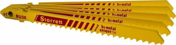 Starrett - 4" Long, 8 Teeth per Inch, Bi-Metal Jig Saw Blade - Toothed Edge, 5/16" Wide x 0.05" Thick, U-Shank, Alternate Tooth Set - Top Tool & Supply