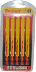 Starrett - 5" Long, 10 to 14 Teeth per Inch, Bi-Metal Jig Saw Blade - Toothed Edge, 3/8" Wide x 0.04" Thick, U-Shank, Wavy Tooth Set - Top Tool & Supply