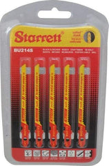 Starrett - 3" Long, 14 Teeth per Inch, Bi-Metal Jig Saw Blade - Toothed Edge, 3/16" Wide x 0.04" Thick, U-Shank, Wavy Tooth Set - Top Tool & Supply