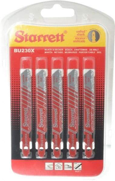 Starrett - 3" Long, Bi-Metal Jig Saw Blade - Continuous Edge, 5/16" Wide x 0.04" Thick, U-Shank - Top Tool & Supply