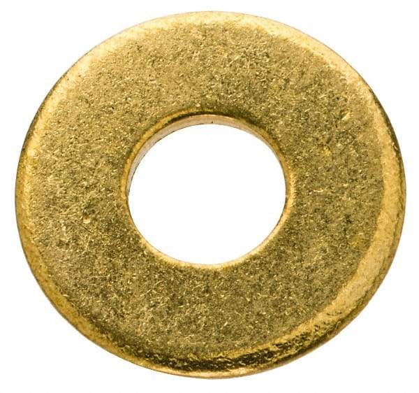 Value Collection - #10 Screw, Brass Standard Flat Washer - 0.2" ID x 1/2" OD, 0.04" Thick, Plain Finish - Top Tool & Supply