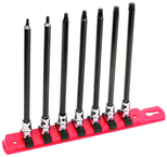 7 Piece - T10; T15; T20; T25; T27; T30; T40 - 6" OAL - 1/4" Drive Torx Bit Socket Set - Top Tool & Supply