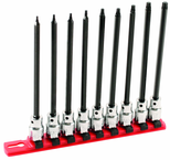 9 Piece - T8; T9; T10; T15; T20; T25; T27; T30; T40 - 6" OAL - 3/8" Drive Torx Bit Socket Set - Top Tool & Supply