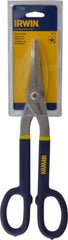 Irwin - 2-3/4" Length of Cut, Straight Pattern Tinner's Snip - 12-3/4" OAL, Vinyl Handle, 22 AWG Steel Capacity - Top Tool & Supply