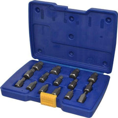 Irwin - 15 Piece Spiral Flute Screw Extractor Set - Screw Range 1/8 to 9/16" - Top Tool & Supply