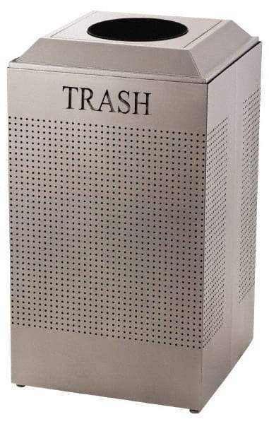 Rubbermaid - 29 Gal Silver Square Recycling Container - Steel, 32-3/8" High x 18-1/2" Long x 18-1/2" Wide - Top Tool & Supply