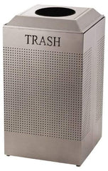 Rubbermaid - 29 Gal Silver Square Recycling Container - Steel, 32-3/8" High x 18-1/2" Long x 18-1/2" Wide - Top Tool & Supply