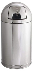 Rubbermaid - 12 Gal Round Trash Can - 30 Inch High, 15 Inch Diameter, Chrome, Steel, Dome Top Style, Includes Lid - Top Tool & Supply