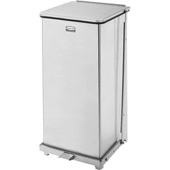 Rubbermaid - 24 Gal Square Unlabeled Trash Can - 30" High x 15" Long x 15" Wide, Stainless Steel - Top Tool & Supply