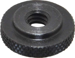 Gibraltar - 1/4-20" UNC Thread, Black Oxide Finish, Steel Round Knurled Check Nut - 7/32" Overall Height, 3/4" Head Diam, 1/2" Base Diam - Top Tool & Supply