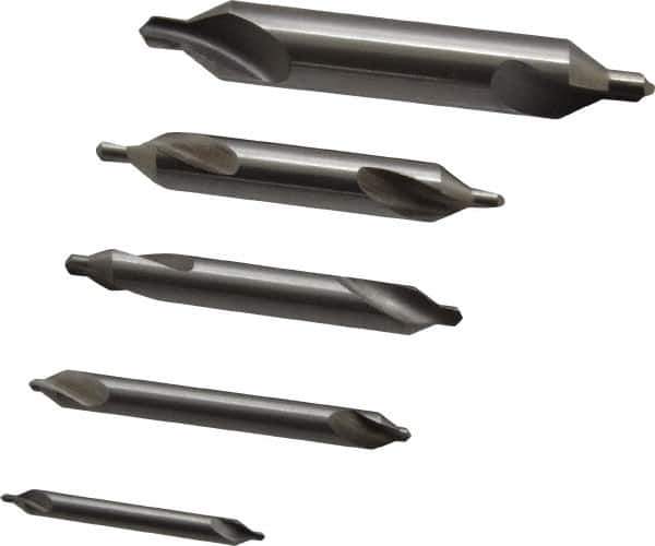 Hertel - 5 Piece, #1 to 5, Plain Edge, High Speed Steel Combo Drill & Countersink Set - 60° Incl Angle - Top Tool & Supply