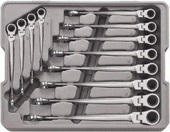 GearWrench - 12 Piece, 8mm to 19mm, 12 Point Ratcheting Combination Wrench/X-Beam Set - Metric Measurement Standard, Chrome Finish, Comes in Plastic Tray - Top Tool & Supply