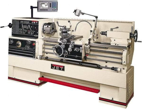 Jet - 14" Swing, 40" Between Centers, 230 Volt, Triple Phase Engine Lathe - 7MT Taper, 7-1/2 hp, 25 to 1,800 RPM, 3-1/8" Bore Diam, 40" Deep x 47" High x 97-1/2" Long - Top Tool & Supply