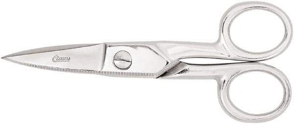 Clauss - 2" LOC, 5-1/4" OAL Chrome Plated Straight Scissors - Steel Straight Handle, For Paper, Fabric - Top Tool & Supply