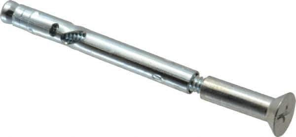 Powers Fasteners - 1/4" Diam, 1/4" Drill, 3" OAL, Sleeve Concrete Anchor - 1018 Steel, Flat Head, Combination Slotted/Phillips Drive - Top Tool & Supply