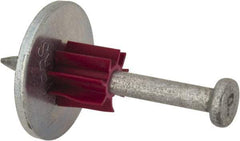 Powers Fasteners - 0.145" Shank Diam, 7/8" Washer Diam, Grade 1062 Steel Powder Actuated Drive Pin with Washer - 0.3" Head Diam, 1-1/2" Shank Length - Top Tool & Supply