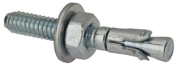 Powers Fasteners - 1/4" Diam, 1/4" Drill, 1-3/4" OAL, Wedge Expansion Concrete Anchor - 1018 Steel, Zinc-Plated Finish, Hex Nut Head, Hex Drive, 3/4" Thread Length - Top Tool & Supply