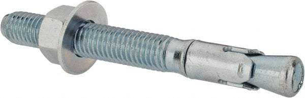 Powers Fasteners - 1/2" Diam, 1/2" Drill, 4-1/2" OAL, 1" Min Embedment Wedge Expansion Concrete Anchor - 1018 Steel, Zinc-Plated Finish, Hex Nut Head, Hex Drive, 2-3/4" Thread Length - Top Tool & Supply