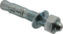 Powers Fasteners - 3/4" Diam, 3/4" Drill, 4-3/4" OAL, 1-7/8" Min Embedment Wedge Expansion Concrete Anchor - 1018 Steel, Zinc-Plated Finish, Hex Nut Head, Hex Drive, 2-1/4" Thread Length - Top Tool & Supply