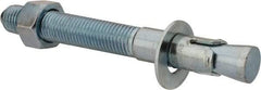 Powers Fasteners - 1" Diam, 1" Drill, 9" OAL, 2" Min Embedment Wedge Expansion Concrete Anchor - 1018 Steel, Zinc-Plated Finish, Hex Nut Head, Hex Drive, 5-3/8" Thread Length - Top Tool & Supply