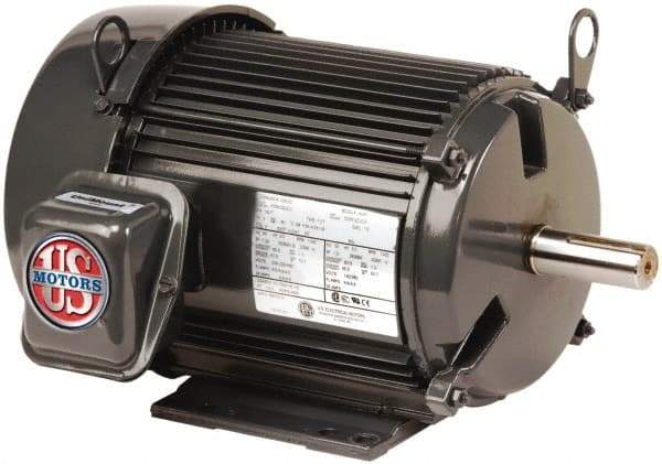 US Motors - 2 Max hp, 1,725 Max RPM, Three Polyphase Electric AC DC Motor - 208-230/460 V Input, Single Phase, 56HZ Frame, 5/8" Shaft Diam, Rigid Mount, TEFC Enclosure - Top Tool & Supply