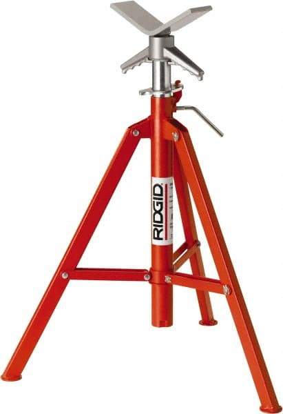 Ridgid - 1" to 12" Pipe Capacity, Portable Folding V-Head Stand - 28" to 52" High, 2,500 Lb Capacity - Top Tool & Supply