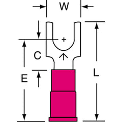 3M - #10 Stud, 22 to 18 AWG Compatible, Partially Insulated, Crimp Connection, Standard Fork Terminal - Top Tool & Supply