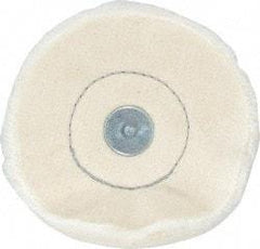 Made in USA - 4" Diam x 1/2" Thick, Loose Sewn Mounted Buffing Wheel - 40 Ply, 1/4" Shank Diam - Top Tool & Supply