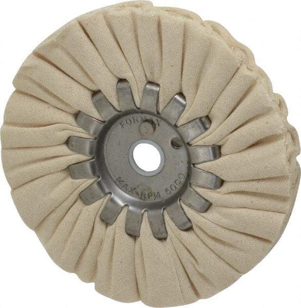 Made in USA - 5" Diam x 1/2" Thick Unmounted Buffing Wheel - 14 Ply, Bias Cut, 1/2" Arbor Hole - Top Tool & Supply