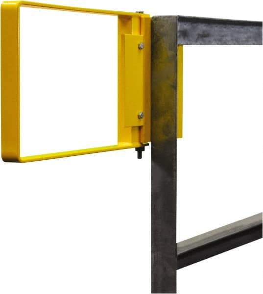 PRO-SAFE - Powder Coated Carbon Steel Self Closing Rail Safety Gate - Fits 25 to 27-1/2" Clear Opening, 1-1/2" Wide x 12" Door Height, Yellow - Top Tool & Supply