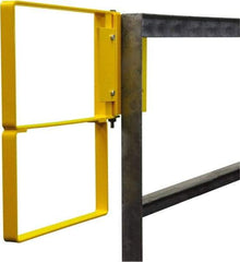 PRO-SAFE - Powder Coated Carbon Steel Self Closing Rail Safety Gate - Fits 28 to 30-1/2" Clear Opening, 1-1/2" Wide x 22" Door Height, Yellow - Top Tool & Supply