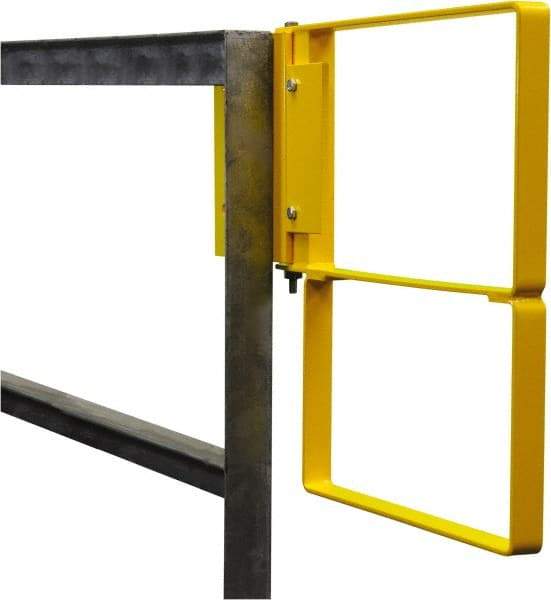 PRO-SAFE - Powder Coated Carbon Steel Self Closing Rail Safety Gate - Fits 31 to 33-1/2" Clear Opening, 1-1/2" Wide x 22" Door Height, Yellow - Top Tool & Supply