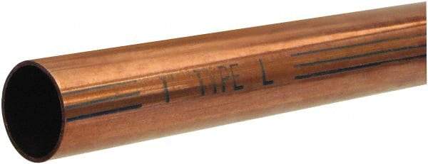 Mueller Industries - 2' Long, 5/8" OD x 1/2" ID, Grade C12200 Copper Water (L) Tube - 0.04" Wall Thickness, 0.285 Ft/Lb - Top Tool & Supply