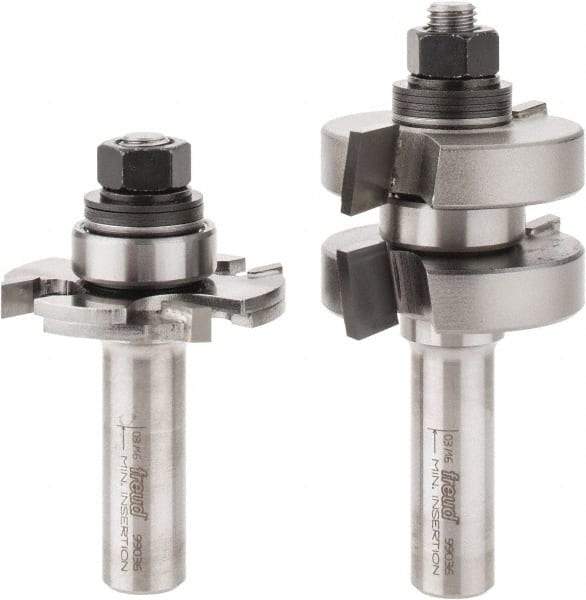 Freud - 1/4" Cut Diam, 1.3438" Length of Cut, 0 Flute Tongue & Groove Edge Profile Router Bit - Carbide-Tipped, 1/2" Shank Diam, 3-1/4" OAL, Proprietary Coating - Top Tool & Supply