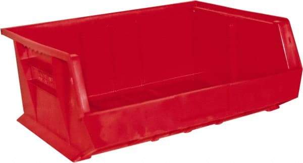 Durham - 14-5/8" Deep, Red Plastic Hang and Stack Bins - 7" High x 16-3/4" Wide x 14-5/8" Long - Top Tool & Supply