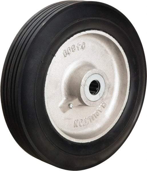 Hamilton - 12 Inch Diameter x 2-3/4 Inch Wide, Rubber on Aluminum Caster Wheel - 800 Lb. Capacity, 3-1/4 Inch Hub Length, 1 Inch Axle Diameter, Straight Roller Bearing - Top Tool & Supply