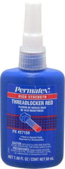 Permatex - 50 mL Bottle, Red, High Strength Liquid Threadlocker - Series 271, 24 hr Full Cure Time, Hand Tool, Heat Removal - Top Tool & Supply