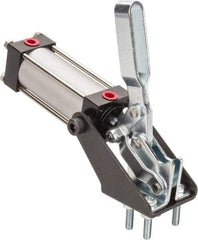 Gibraltar - 350 Lb Inner Hold Capacity, Vert Mount, Air Power Hold-Down Toggle Clamp - 1/8 NPT Port, 92° Bar Opening, 1.38" Height Under Bar - Top Tool & Supply