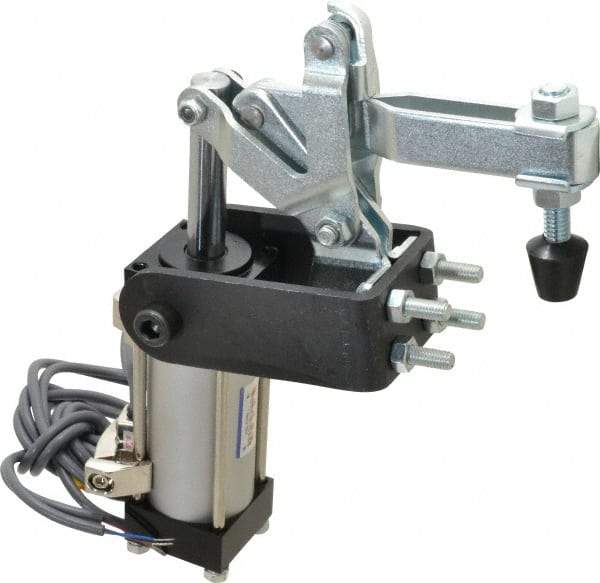 Gibraltar - 375 Lb Inner Hold Capacity, Horiz Mount, Air Power Hold-Down Toggle Clamp - 1/8 NPT Port, 95° Bar Opening, 2.76" Height Under Bar - Top Tool & Supply