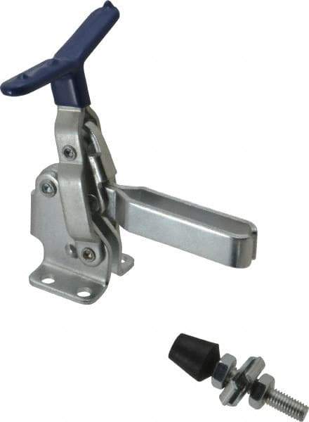 Gibraltar - 375 Lb Holding Capacity, Vertical Handle, Manual Hold Down Toggle Clamp - 62° Handle Movement, 115° Bar Opening, U-Bar, Flanged Base, Carbon Steel - Top Tool & Supply